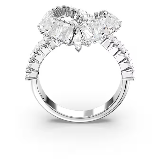 Open Matrix Ring Matrix Ring, Mixed Cuts, Heart, White, Rhodium Plated - Swarovski Official